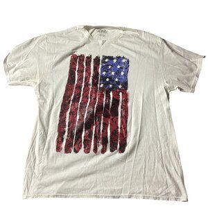 Spoiler Alert: White Graphic T-shirt, Stylized American Flag, Size XL